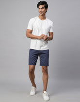 Genips Men'S Dark Blue Cotton Lycra Slim Fit Shorts